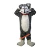 Long-Haired Grey Husky Wolf Mascot Costume, Long-Haired Grey Husky Wolf Costume