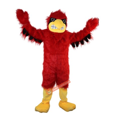 Long Hairy Red Eagle Cartoon Mascot Costume, Long Hairy Red Eagle Cartoon Costume