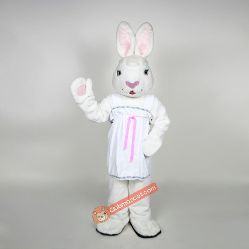 Mrs. White Bunny Mascot Costume, Mrs. White Bunny Costume