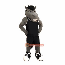 College Grey Power Mustang Mascot Costume