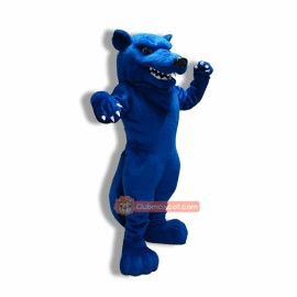 College Blue Thunder Wolf Mascot Costume