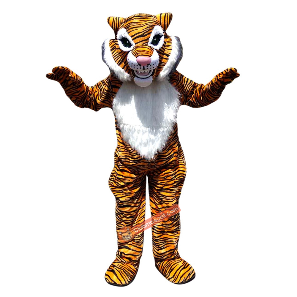 Orange Striped Tiger Cartoon Mascot Costume, Orange Striped Tiger Cartoon Costume