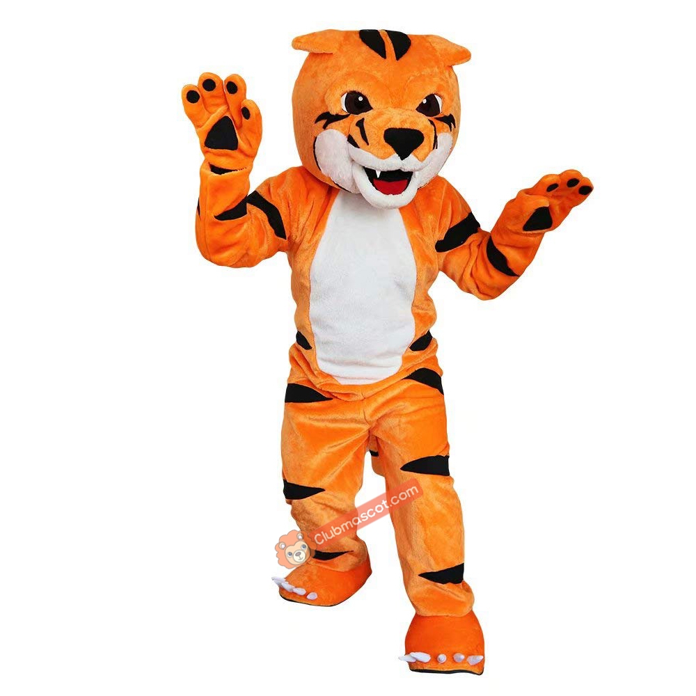 Orange Tiger Cartoon Mascot Costume, Orange Tiger Cartoon Costume