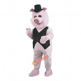 Pig Mascot Costume Businessman, Pig Costume Businessman