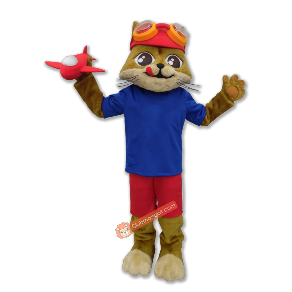 Pilot Cat Mascot Costume, Pilot Cat Costume