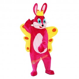 Pink Butterfly Rabbit Bunny Cartoon Mascot Costume, Pink Butterfly Rabbit Bunny Cartoon Costume