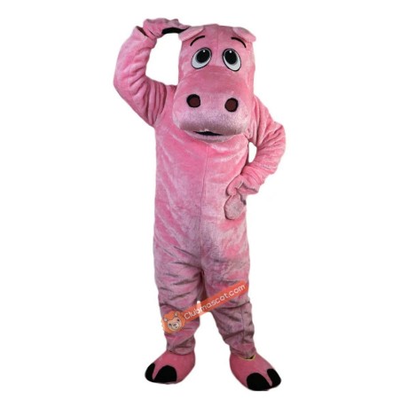 Pink Hippo Cartoon Mascot Costume, Pink Hippo Cartoon Costume