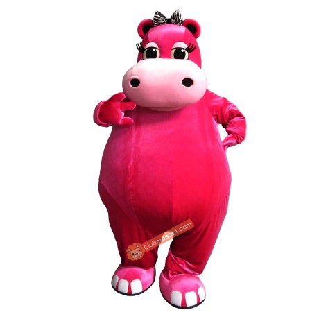 Pink Hippo Mascot Costume, Pink Hippo Costume