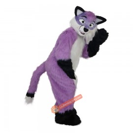 Purple Woolly Wolf Wolves Plush Wolf Cartoon Mascot Costume, Purple Woolly Wolf Wolves Plush Wolf Cartoon Costume