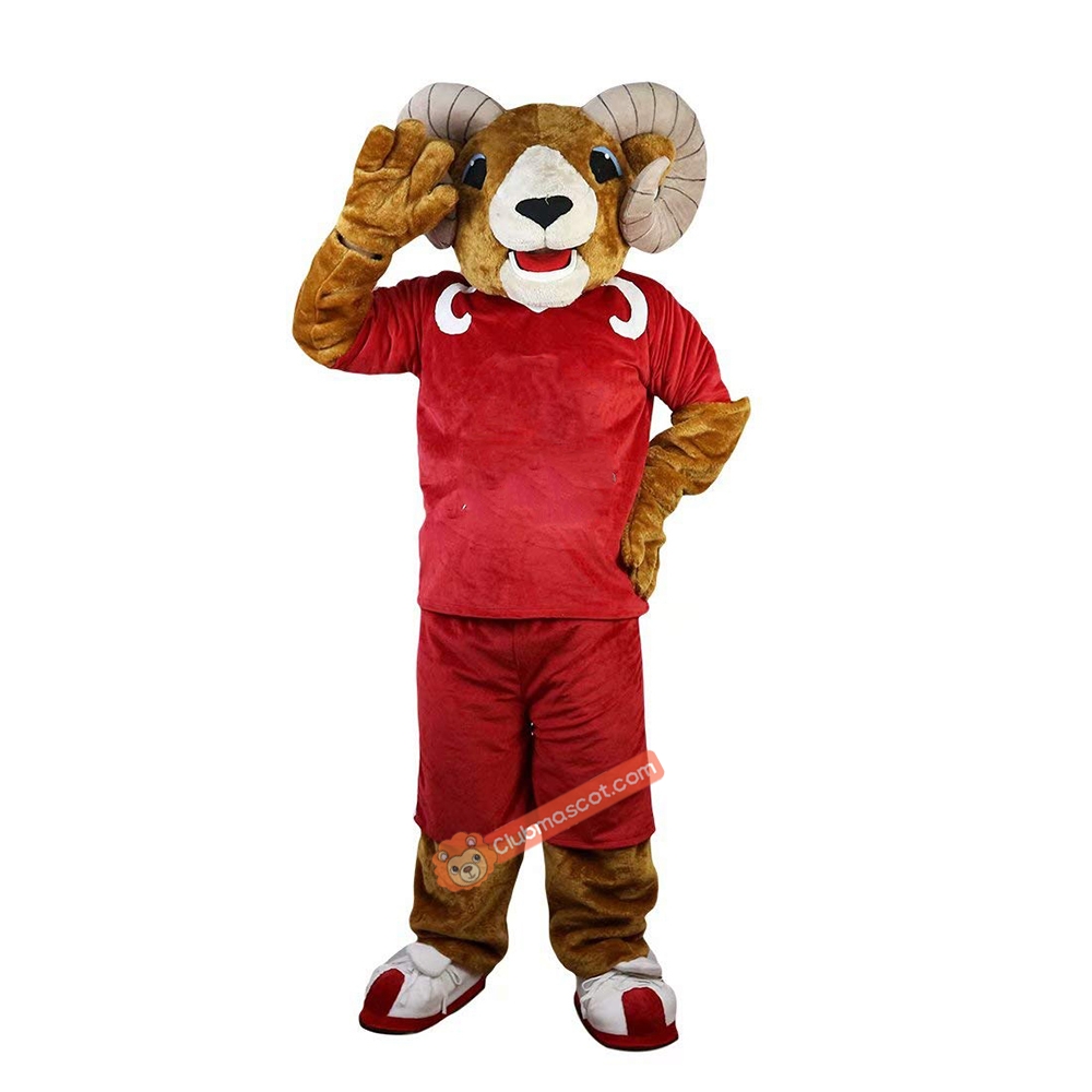 Red Sport Goat, Antelope Cartoon Mascot Costume, Red Sport Goat, Antelope Cartoon Costume