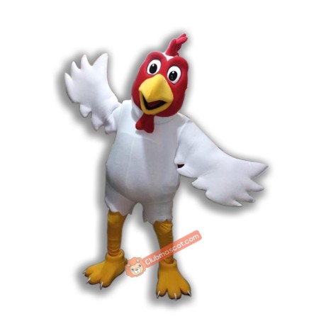 Rooster White Animal Mascot Costume, Rooster White Animal Costume