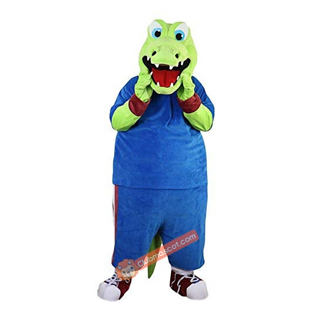 Sport Green Crocodile Cartoon Mascot Costume, Sport Green Crocodile Cartoon Costume