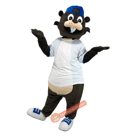 Sports Brown Beaver Castor Cartoon Mascot Costume, Sports Brown Beaver Castor Cartoon Costume