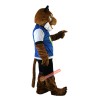 Sporty Tiger in Blue Vest Cartoon Mascot Costume, Sporty Tiger in Blue Vest Cartoon Costume