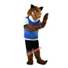 Sporty Tiger in Blue Vest Cartoon Mascot Costume, Sporty Tiger in Blue Vest Cartoon Costume