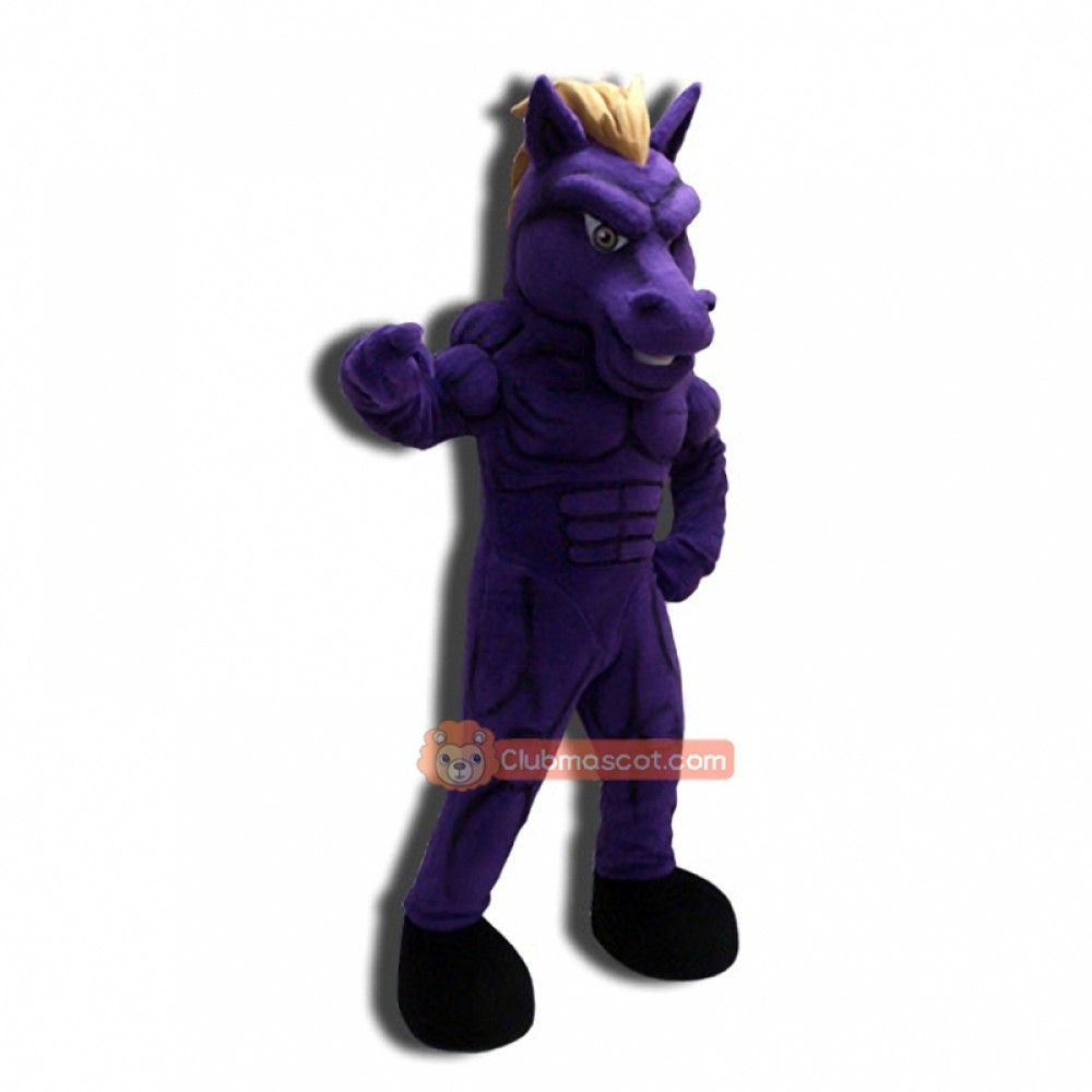 Purple Power Mustang Mascot Costume