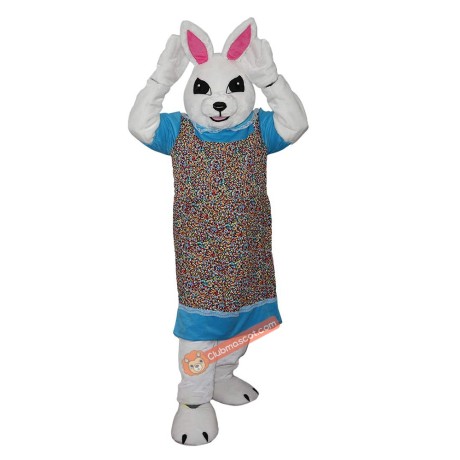 White Chef Bunny Rabbit Cartoon Mascot Costume, White Chef Bunny Rabbit Cartoon Costume