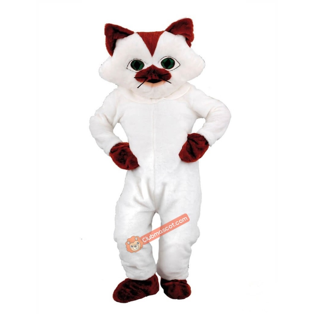 White Cute Cat Mascot Costume, White Cute Cat Costume