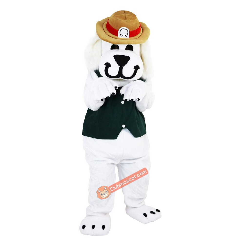 White Dog Hound Cartoon Mascot Costume, White Dog Hound Cartoon Costume