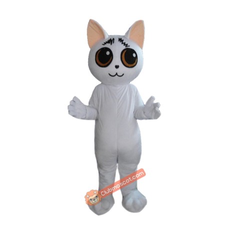 White Duomi Cat Mascot Costume, White Duomi Cat Costume