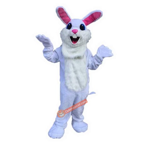 White Easter Bunny Cartoon Mascot Costume, White Easter Bunny Cartoon Costume