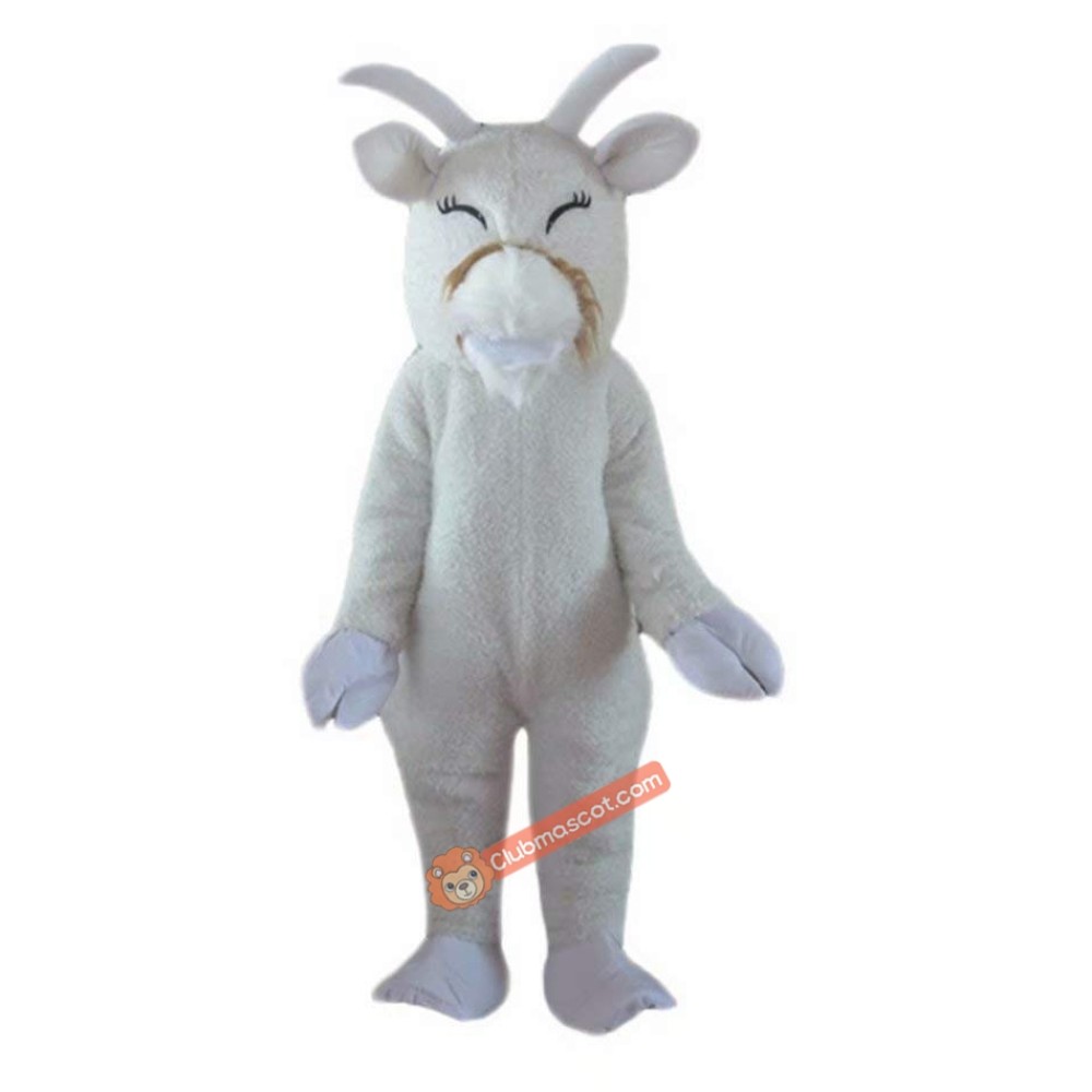 White Goat Cartoon Mascot Costume, White Goat Cartoon Costume