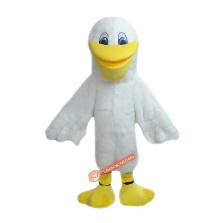 White Pelican Cartoon Mascot Costume, White Pelican Cartoon Costume