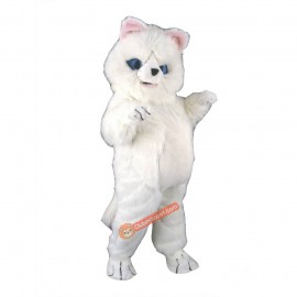 White Shaggy Cat Mascot Costume, White Shaggy Cat Costume