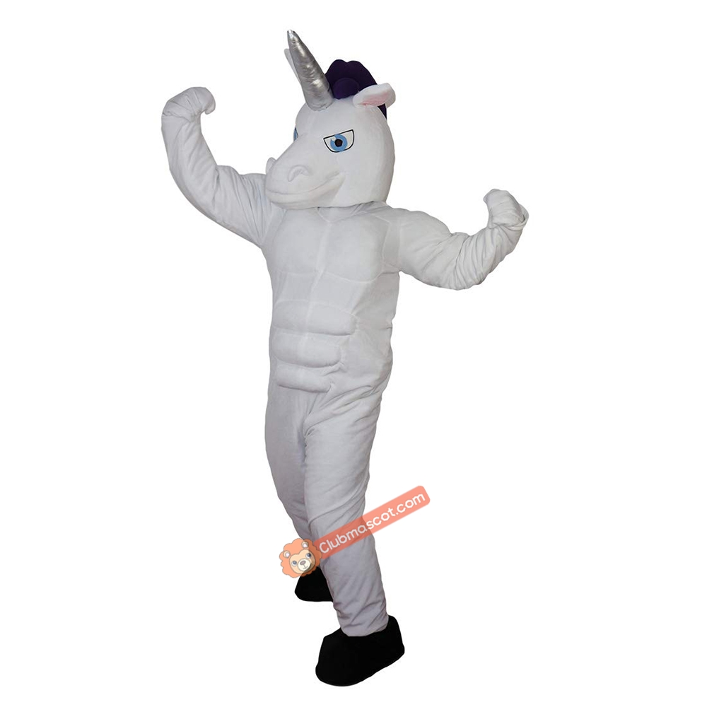 White Unicorn Horse Cartoon Mascot Costume, White Unicorn Horse Cartoon Costume