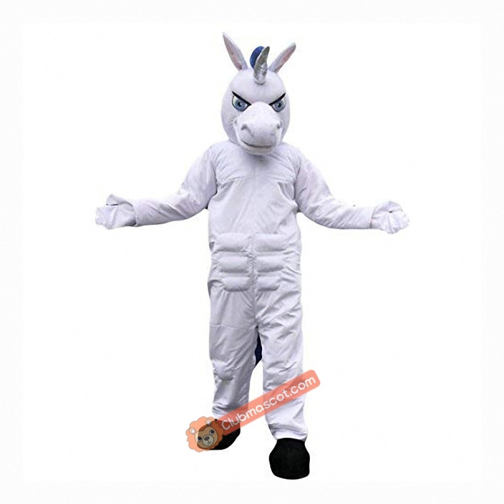 White Unicorn Horse Cartoon Mascot Costume, White Unicorn Horse Cartoon Costume