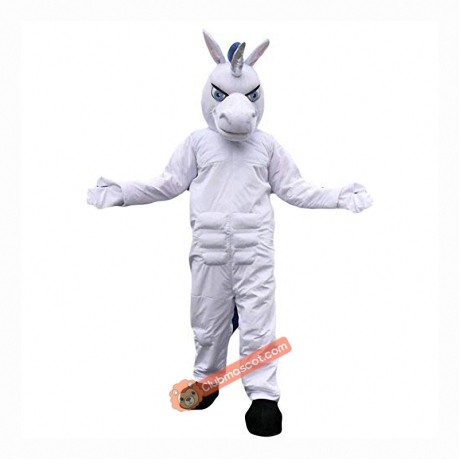 White Unicorn Horse Cartoon Mascot Costume, White Unicorn Horse Cartoon Costume