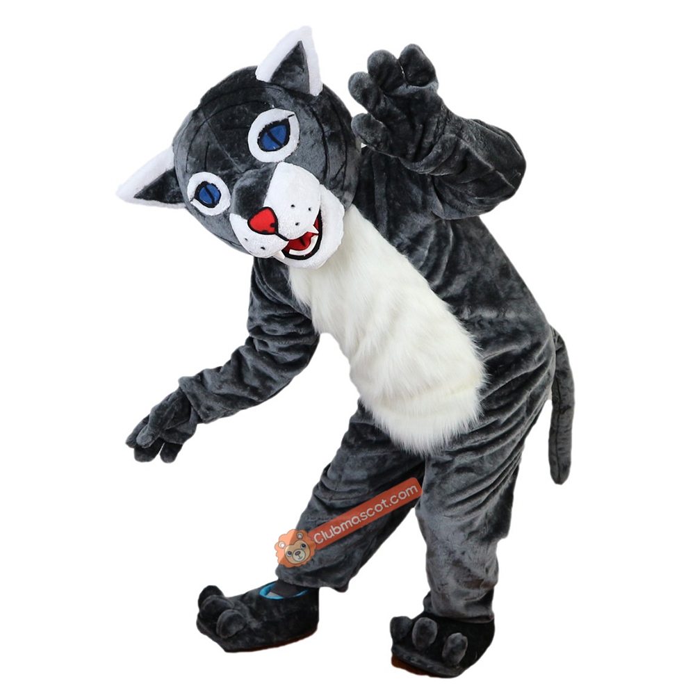 Wildcat Grey Tiger Wolf Mascot Costume, Wildcat Grey Tiger Wolf Costume