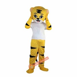 Yellow Sport Tiger Mascot Costume, Yellow Sport Tiger Costume